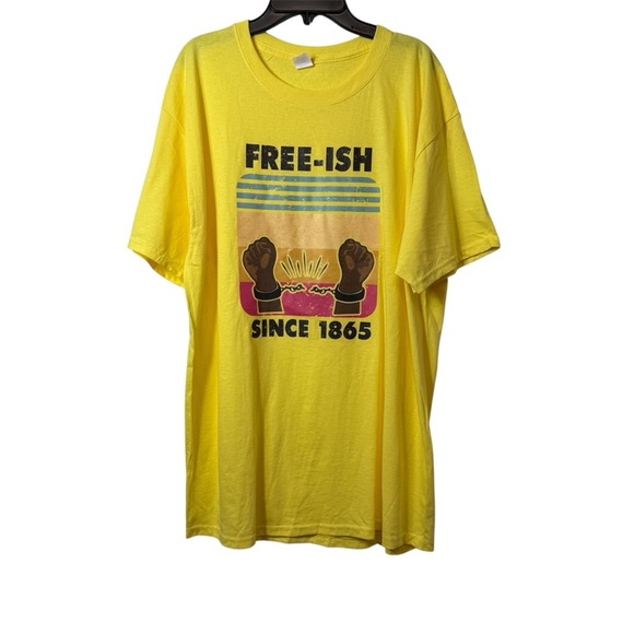 🍁 3/$15 Women’s Juneteenth Yellow Graphic Tshirt - Picture 2 of 6